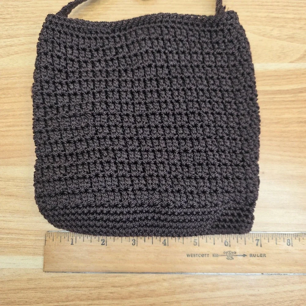 Jacqueline Ferrar Brown Crochet Crossbody‎ Bag Handmade Indonesia Small Purse